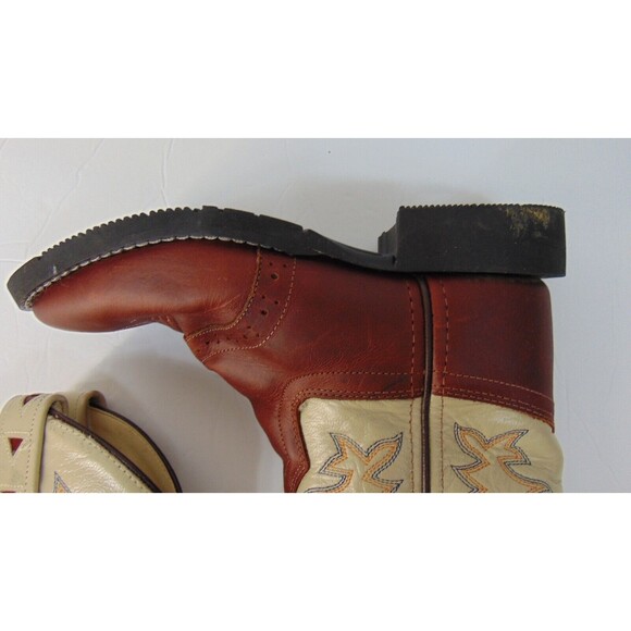 Old West Cowboy Boots Leather Upper Size 10 Brown / Tan Western Boy Girl KIDS - Picture 9 of 11